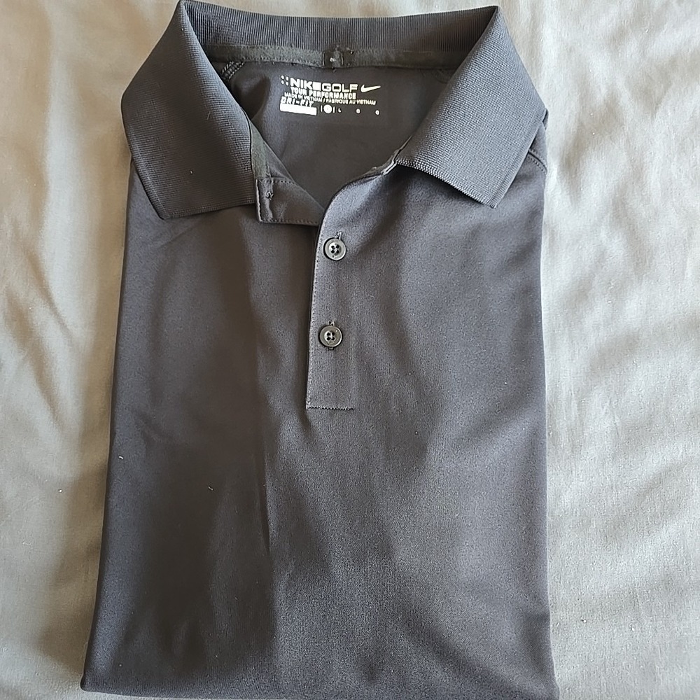 Nike Golf Tour Performance Dri-Fit Polo Shirt Mens L Black Moisture Wicking - Picture 13 of 13